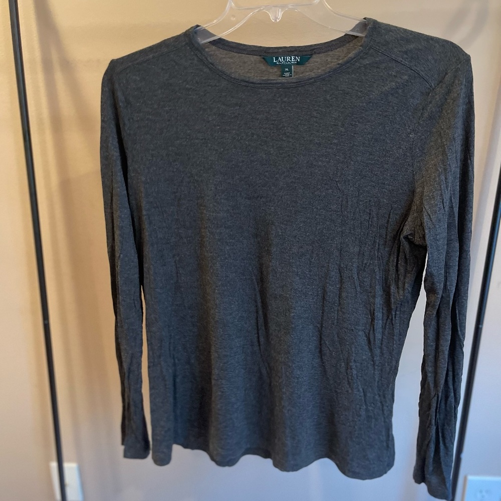 Lauren Ralph Lauren Gray Long Sleeve T-Shirt